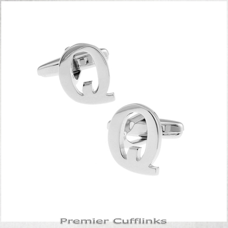 Single Initial Q Silver Cufflink