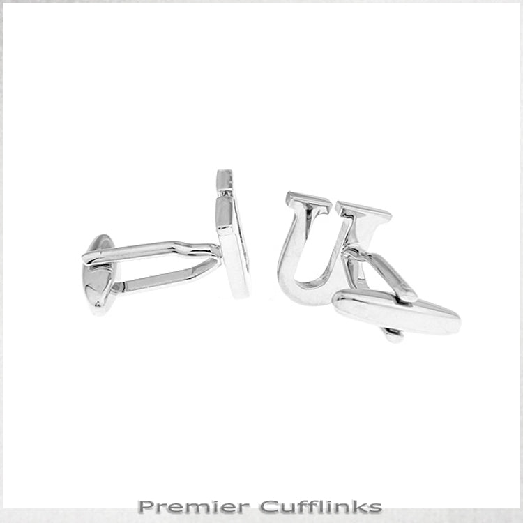 Single Initial T Silver Cufflink