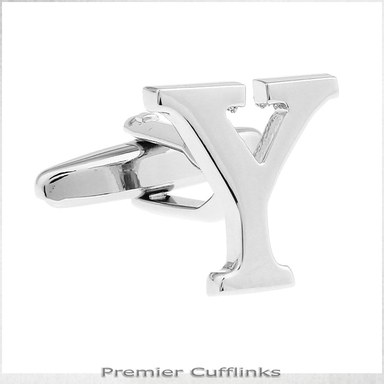 Single Initial Y Silver Cufflink