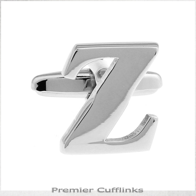 Single Initial Z Silver Cufflink