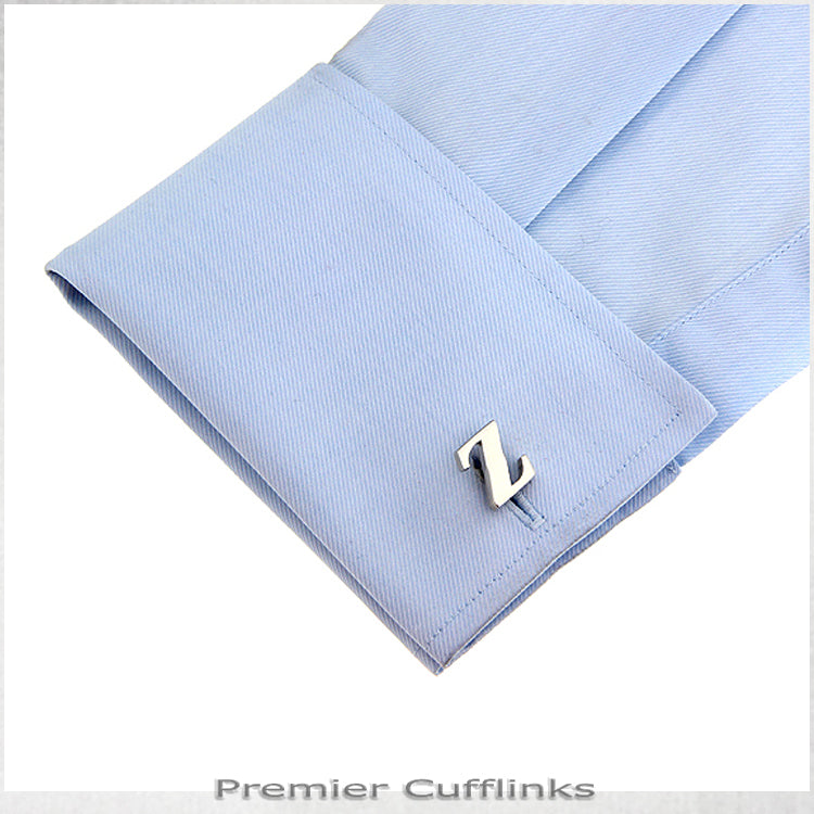 Single Initial Z Silver Cufflink