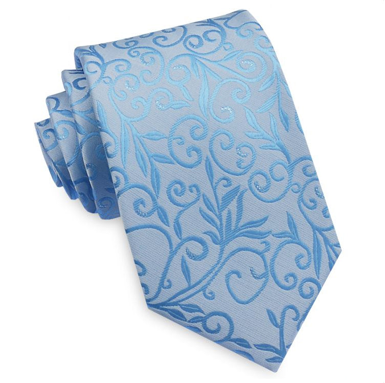  light blue floral design with silver highlights tie