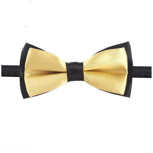 Light Gold with Black Back Boy's Bow Tie