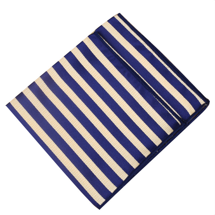 Light Gold Textured & Midnight Stripes Pocket Square
