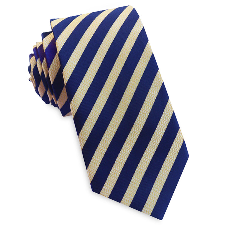 Light Gold Textured & Midnight Stripes Slim Tie