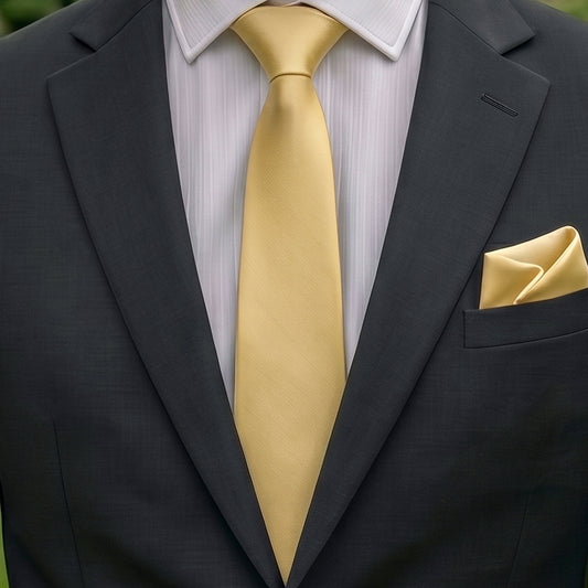 Light Gold Tie and Pocket Square Set
