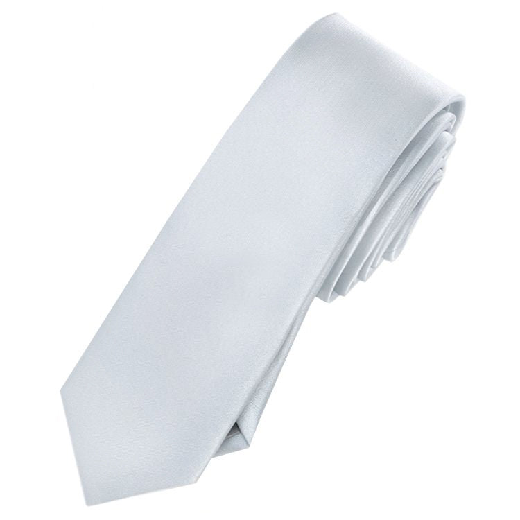 Mens Light Silver Skinny Tie