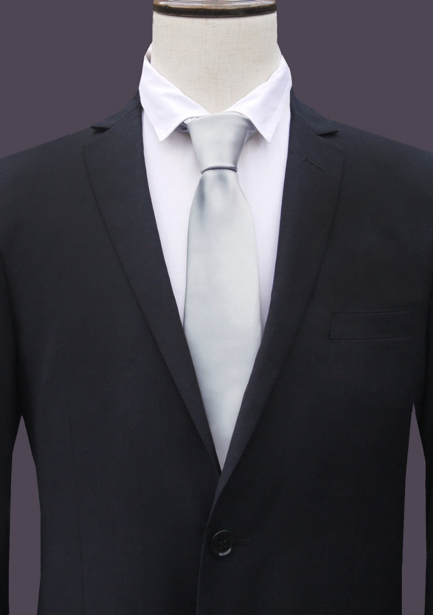 Mens Light Grey Silver Tie