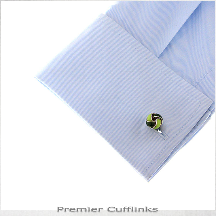 Lime and Forest Green Knot Cufflinks