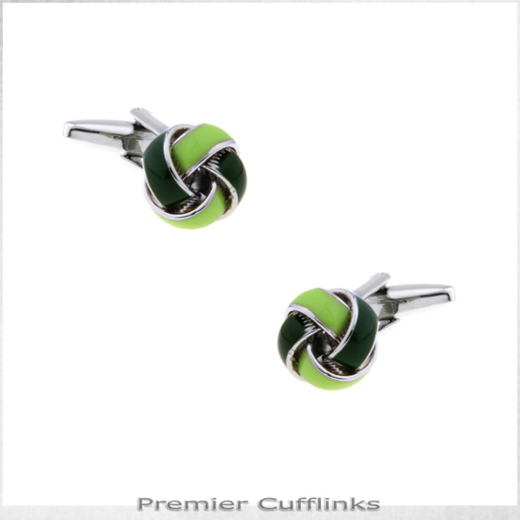 Lime and Forest Green Knot Cufflinks