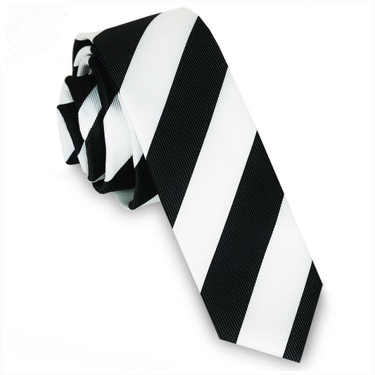 Mens Black & White Stripes Skinny Tie
