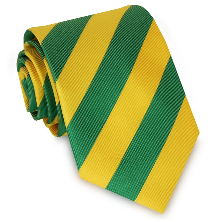 Mens Green & Yellow Stripes Sports Tie