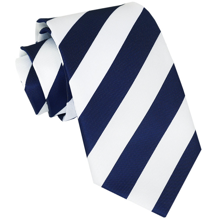 Navy Blue & White Stripes Sports Tie