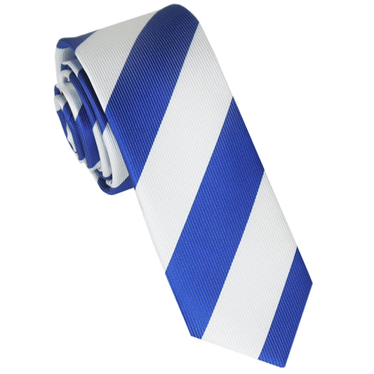 Royal Blue & White Stripes Skinny Tie