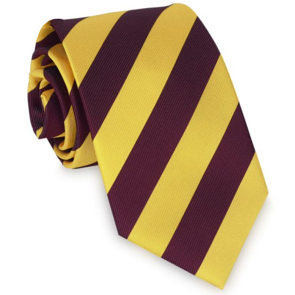 Yellow & Maroon Stripes Sports Tie