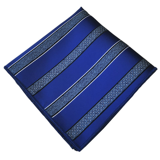 Teal, Dark Blue, Black & White Stripes Pocket Square