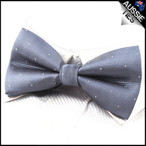 Mid Silver with small polka dots bow tie