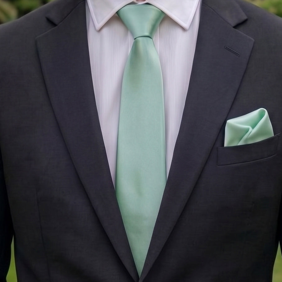 Dark Blue Tie and Pocket Square Set