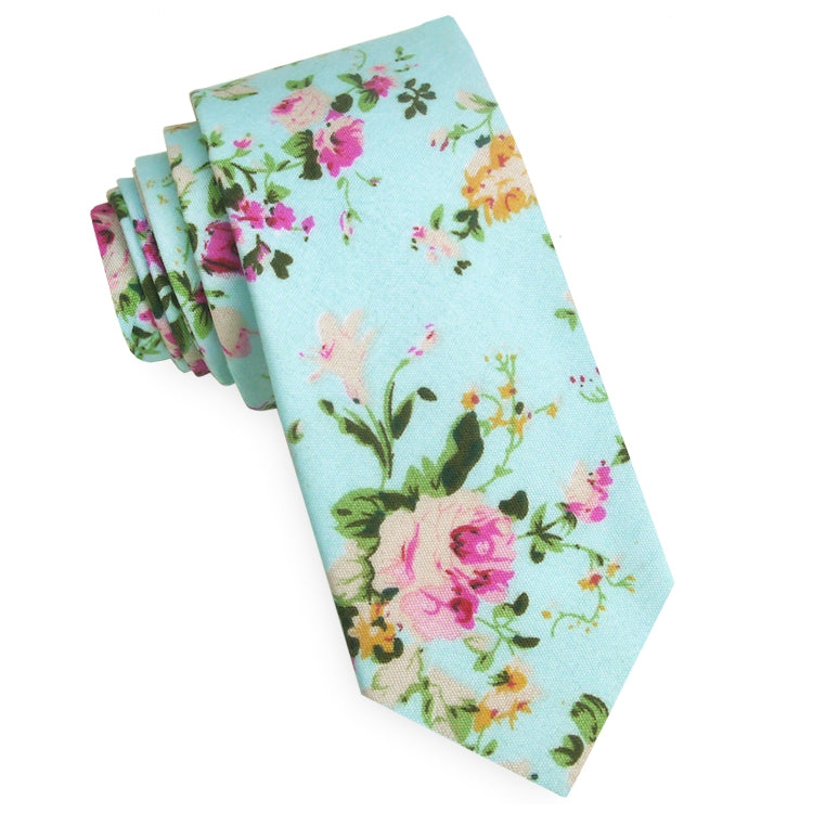 Mint with Floral Pattern Men's Skinny Tie