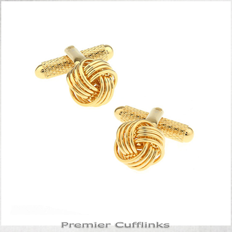 Multi Ring Gold Knot Cufflinks