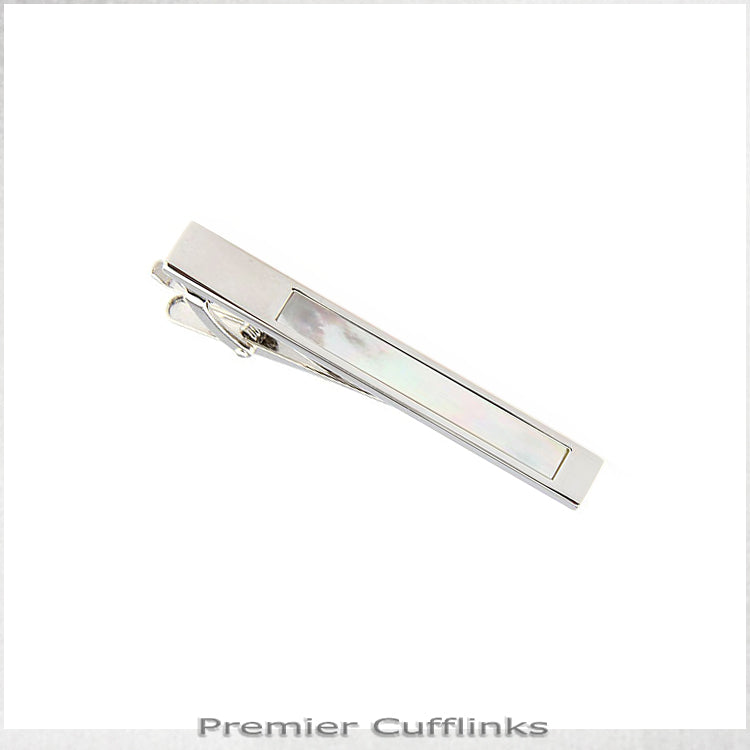 Silver with Colourful Shell Inset Tie Clip