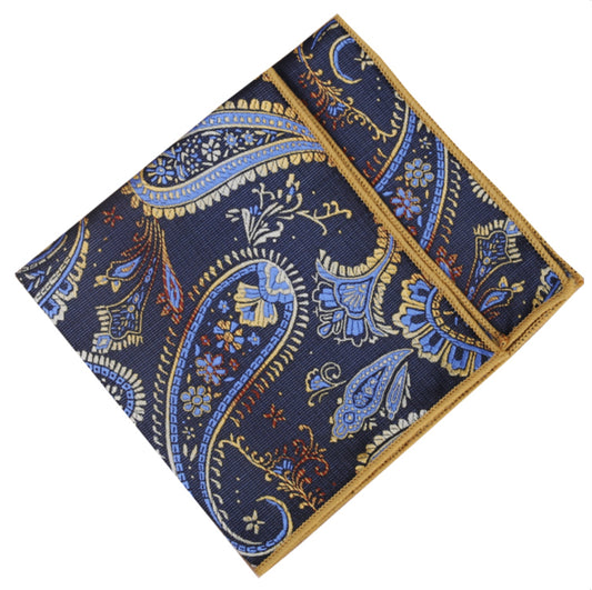 navy and gold paisley handkerchief