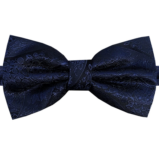 Dark Blue and Black Paisley Bow Tie