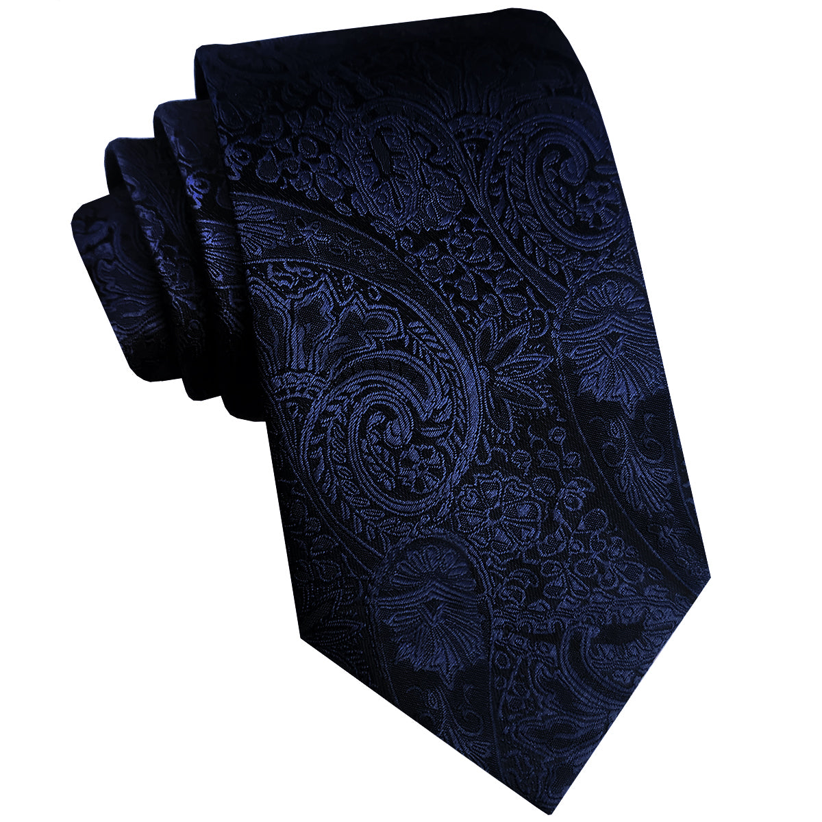 Dark Blue and Black Paisley Slim Tie 