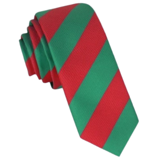 Green & Red Stripes Skinny Tie