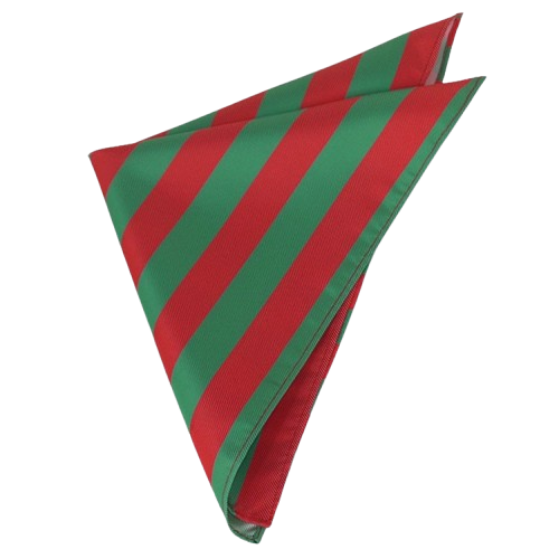 Green & Red Striped Pocket Square 