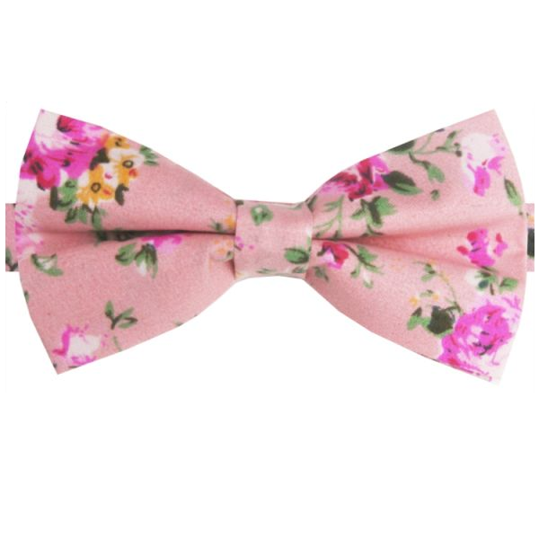 Pink with Floral Pattern Bow Tie