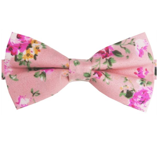Pink with Floral Pattern Bow Tie