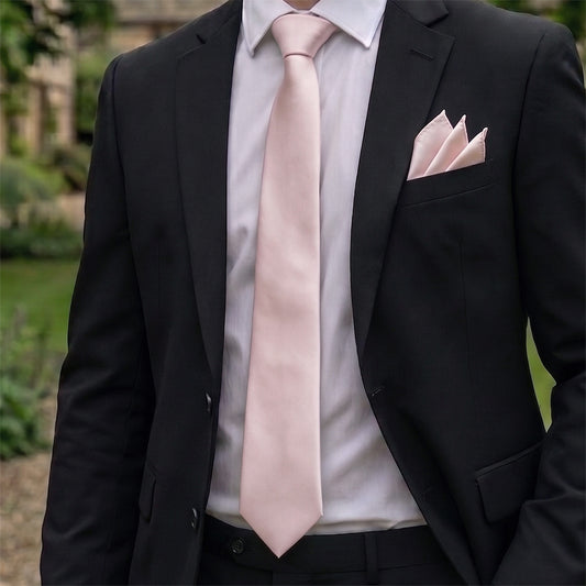Nude Pink Tie and Pocket Square Set