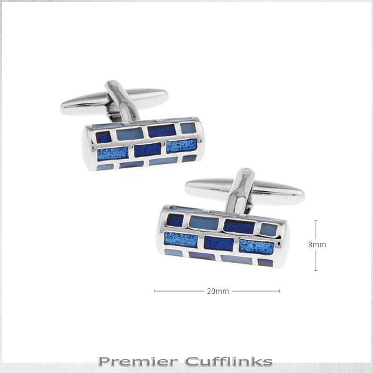 Octagonal Prism with Blue Insets Cufflinks