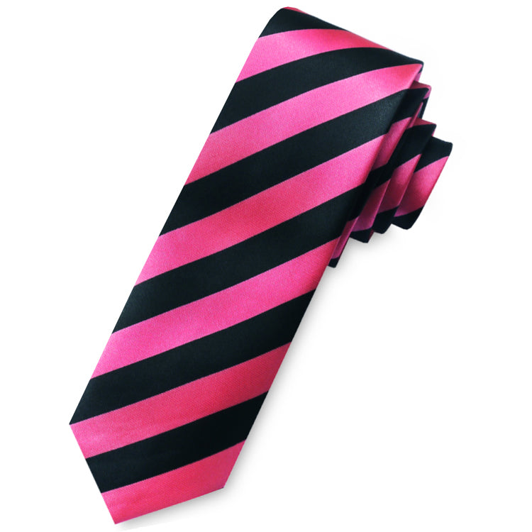 Pink & Black Stripes Skinny Tie
