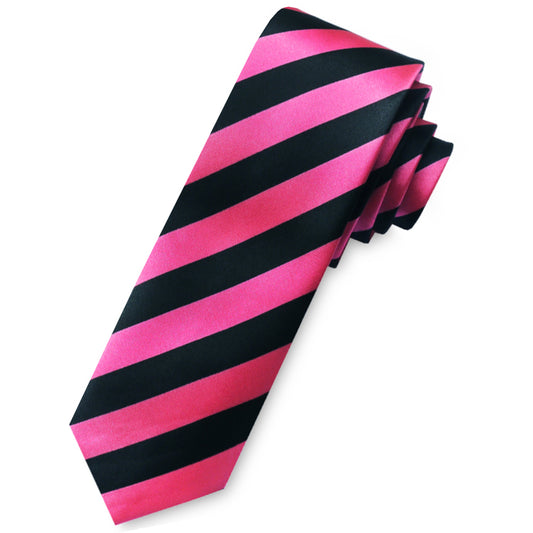 Pink & Black Stripes Skinny Tie