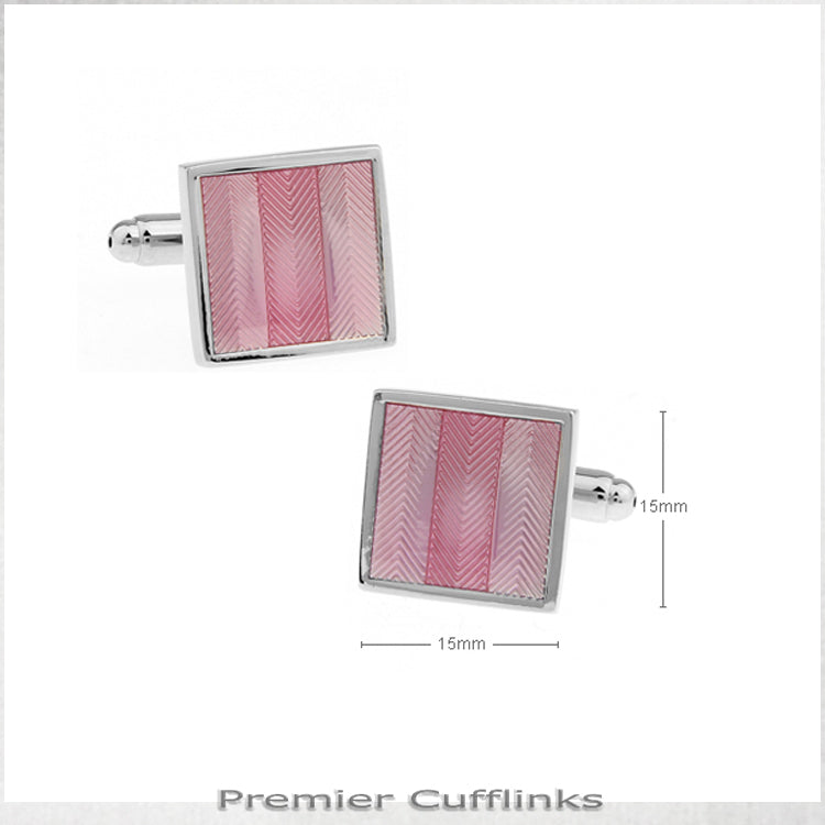 Pink Zigzag Textured Stripes Cufflinks
