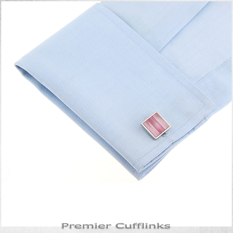 Pink Zigzag Textured Stripes Cufflinks