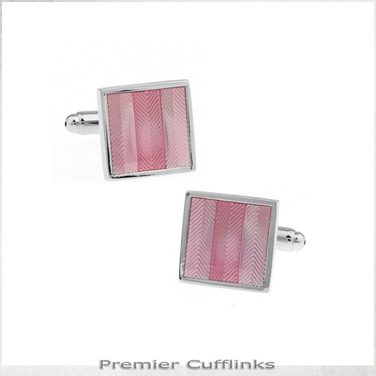 Pink Zigzag Textured Stripes Cufflinks