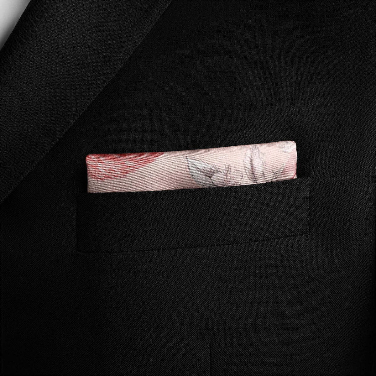 Genuine Silk Pink Flamingo Floral Pocket Square