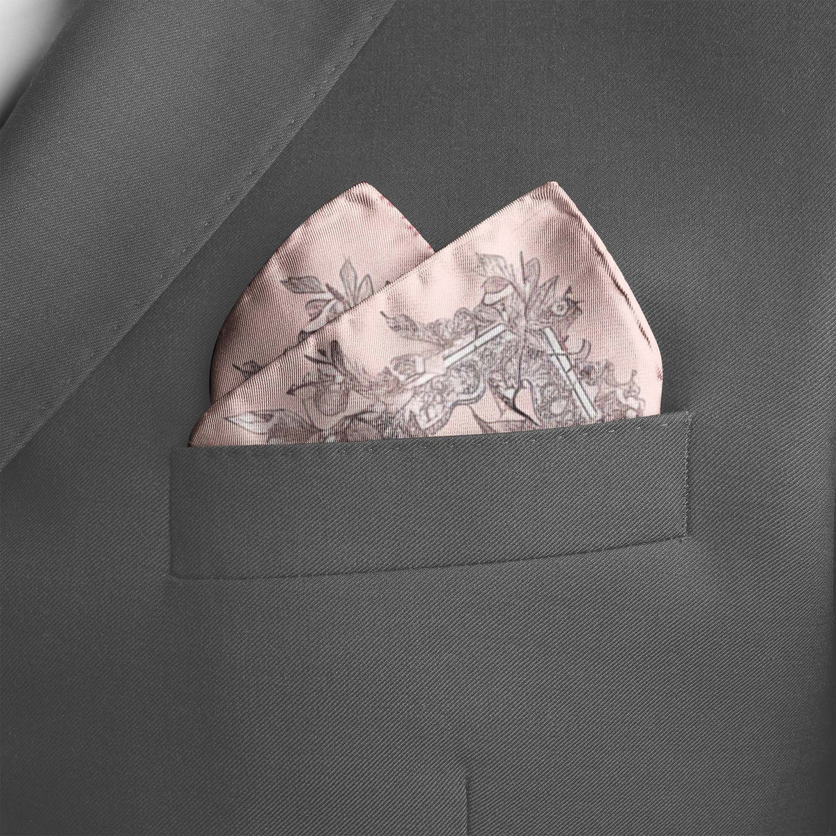 Genuine Silk Pink Flamingo Floral Pocket Square