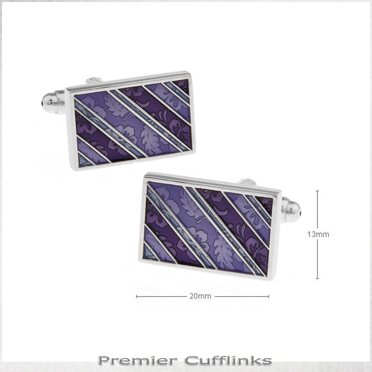 Purple Floral Diagonal Cufflinks