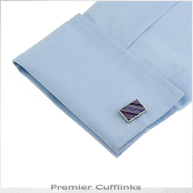 Purple Floral Diagonal Cufflinks