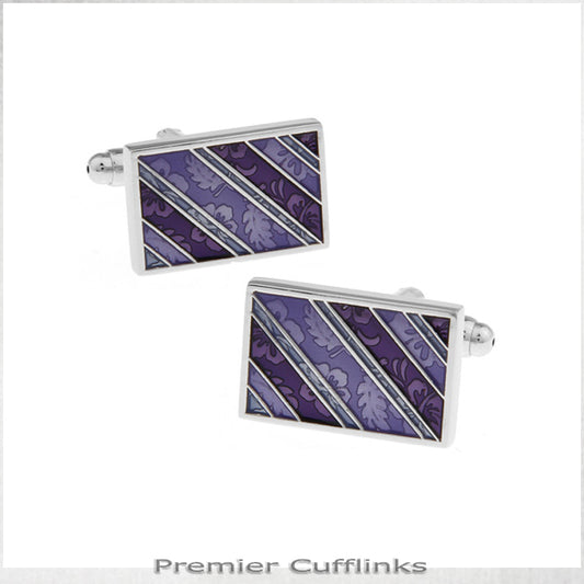Purple Floral Diagonal Cufflinks