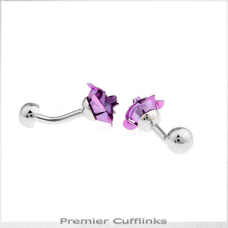 Purple Floral Stud Cufflinks
