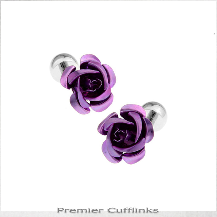 Purple Floral Stud Cufflinks