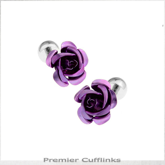 Purple Floral Stud Cufflinks