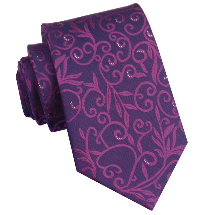 Dark Purple with Violet Floral Highlights Tie