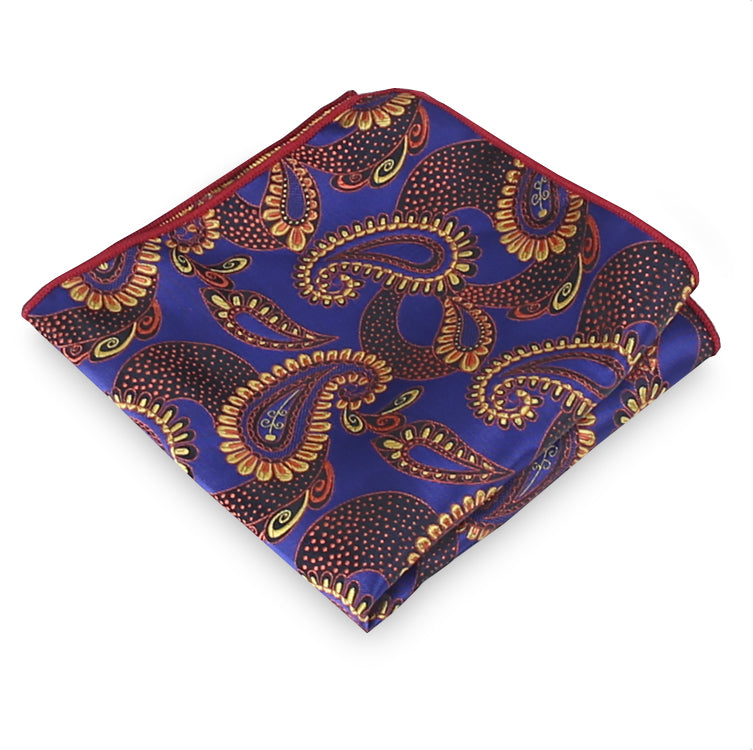 Purple with Gold Paisley Pocket Square
