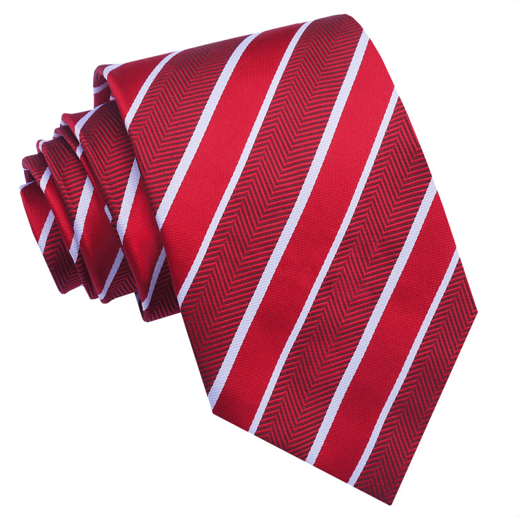 Red & White Zig Zag Stripes Tie